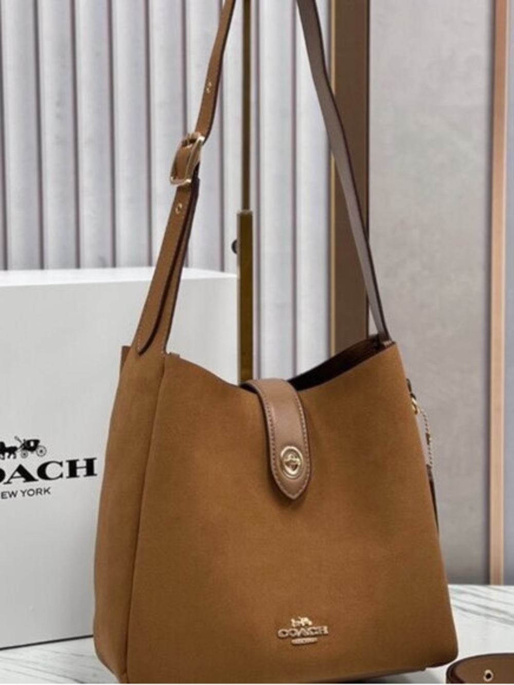 COACH Hadley Convertible Crossbody Bag Suede CW004 Brown Outlet New